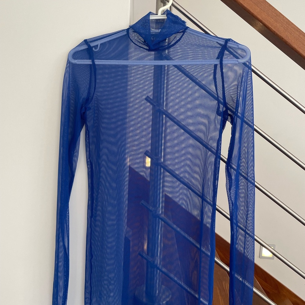 Blue Sheer Long Sleeve Top